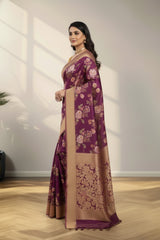 Purple crape Saree