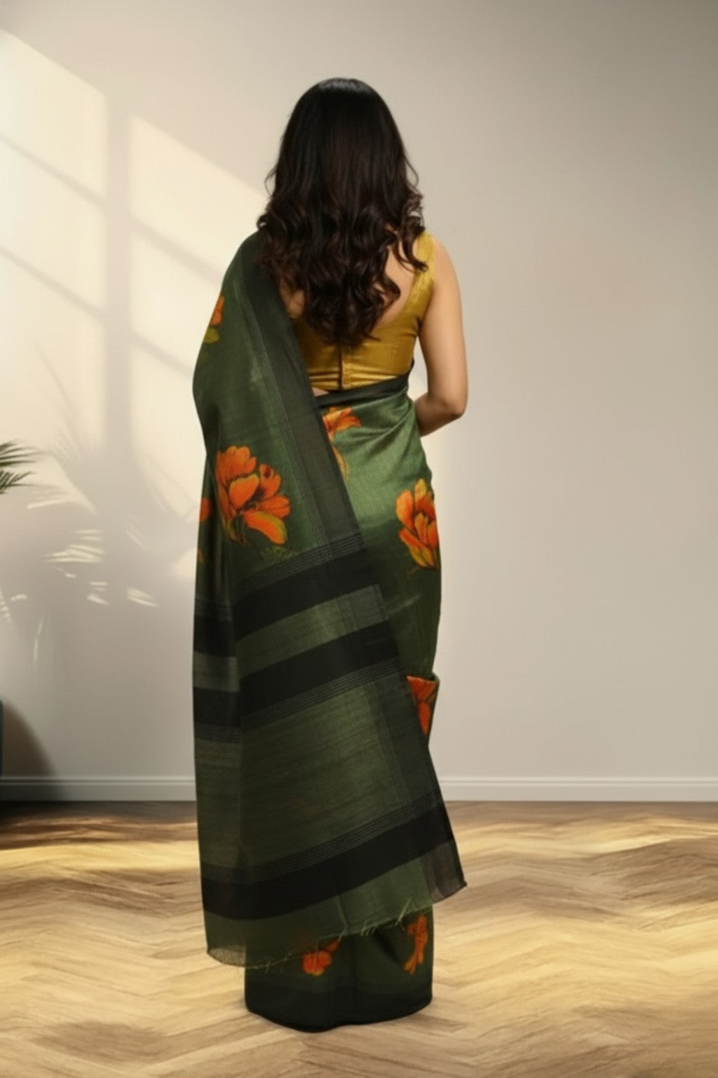 Green tusser Saree